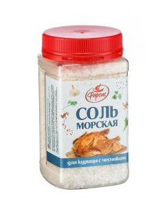 Соль морская пищевая крупная для курицы с чесноком 400 грамм